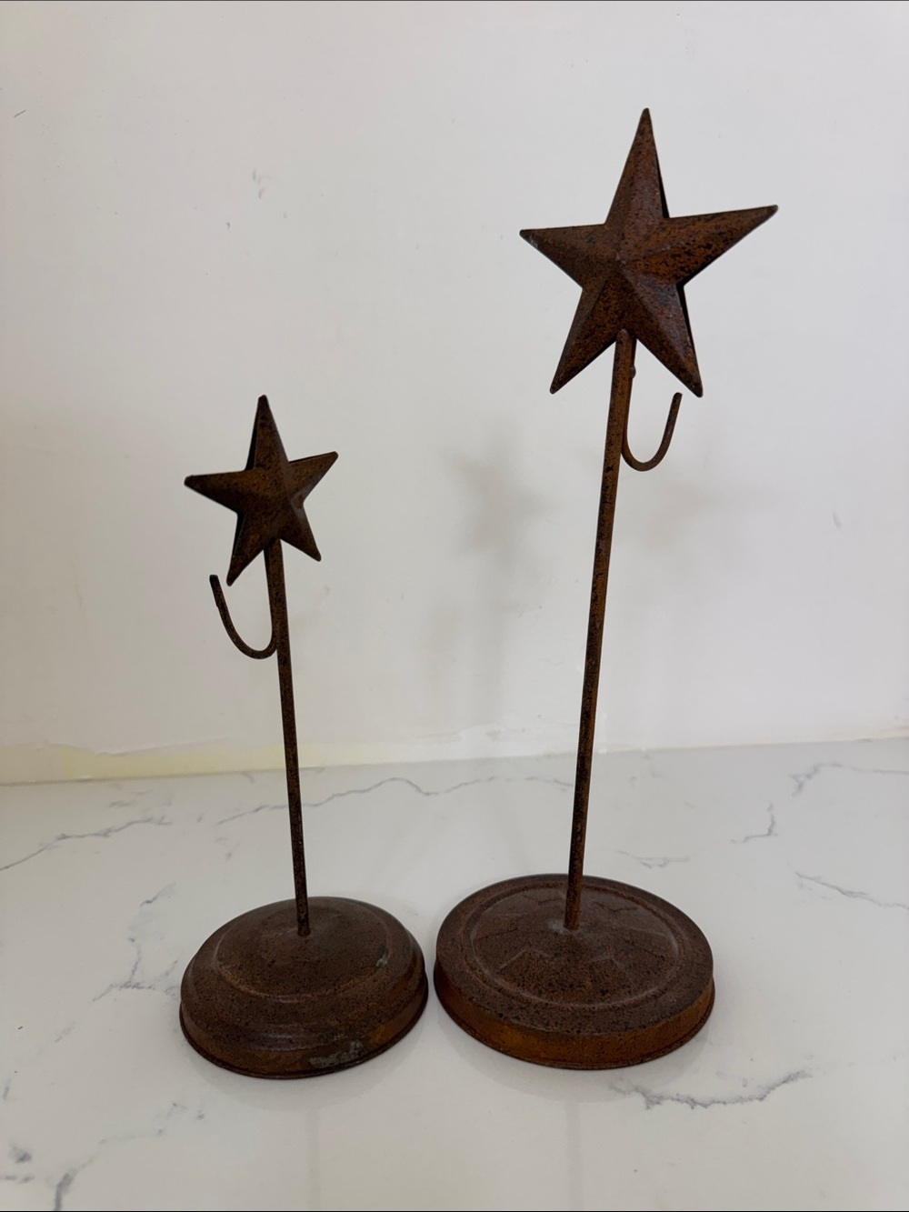 Rustic Metal Star candle Holders - Set of 2 - Brown